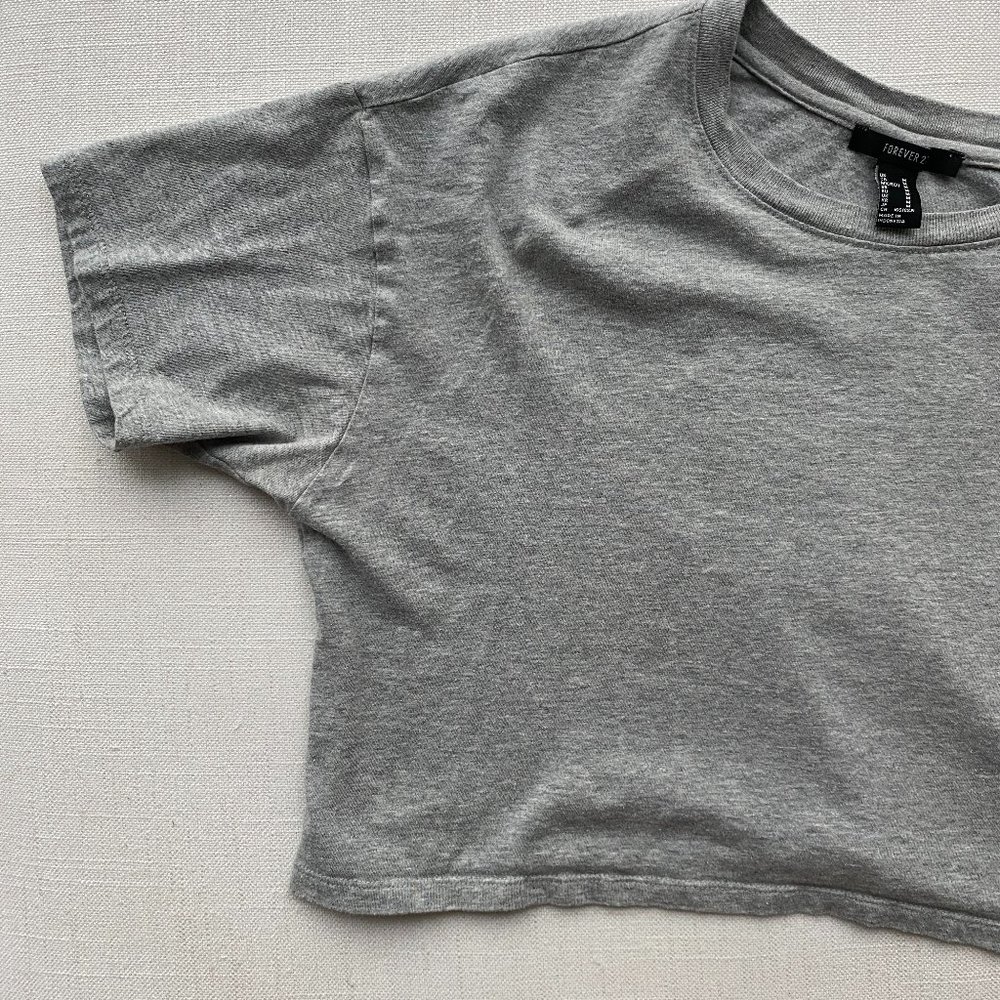 Grey over sized crop top t-shirt